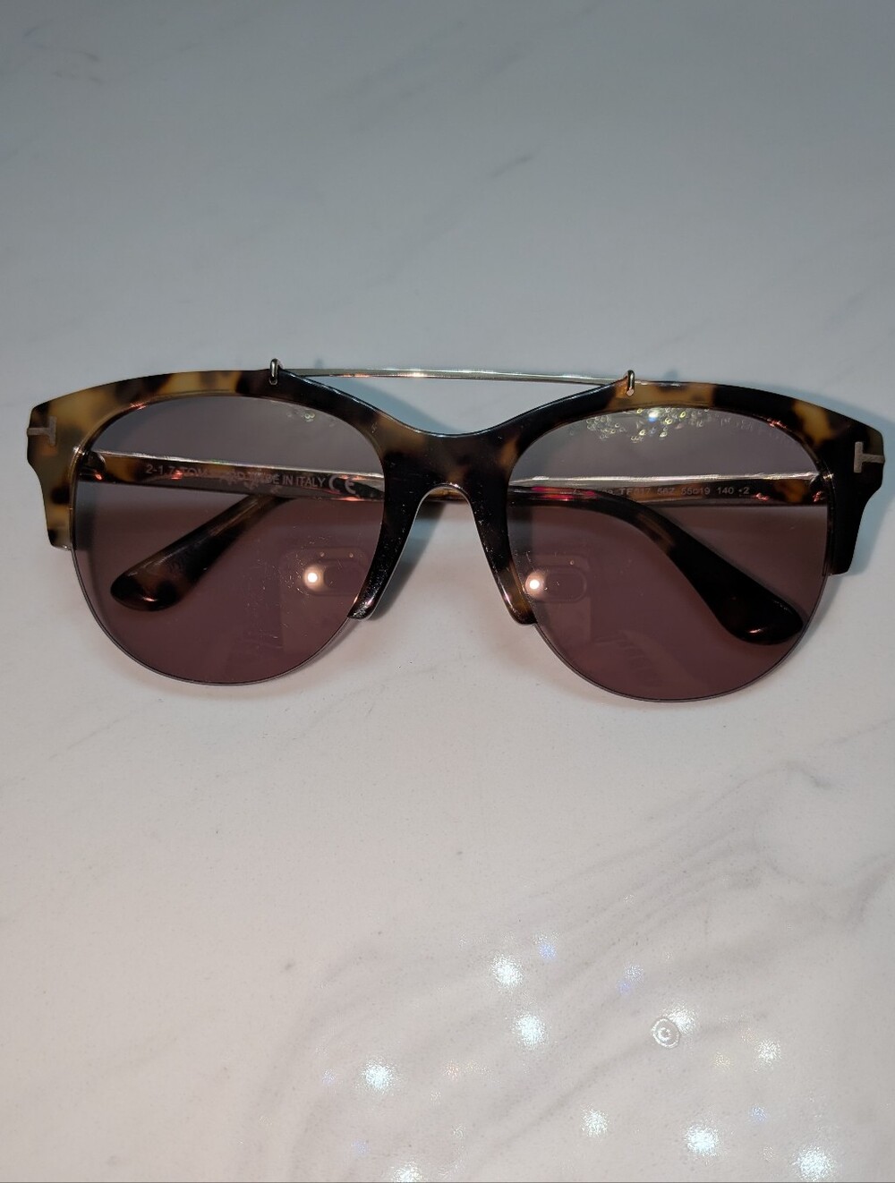 Tom Ford $460 Authentic Round Semi Rimless Adrenne Sunglasses TF517 56Z